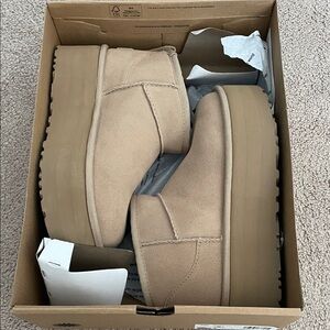 UGG Beige Suede Platform Boots
